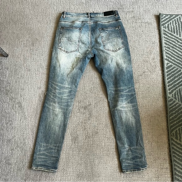 Amiri Men’s Thrasher Distressed Slim Fit Jeans Sz 36 Blue Denim Red Bandana MX1 - Picture 11 of 14